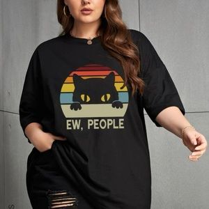 Black SHEIN cartoon print plus size tee